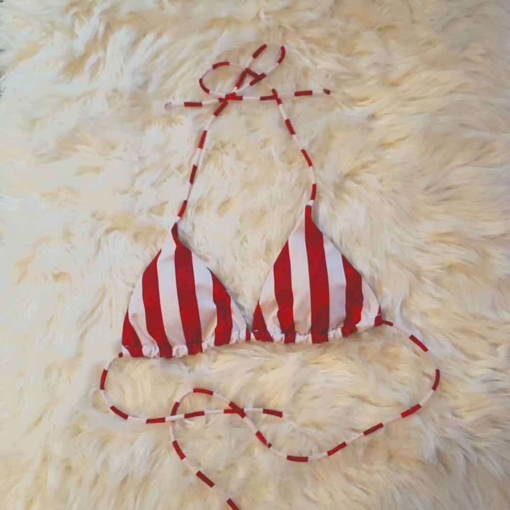 Red & white stripped top. Bikini top.